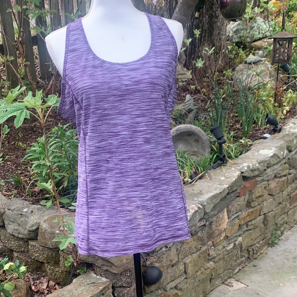 Danskin Now - 2 for one Space-Dye Scoop Neck Racerback Tank purple and black